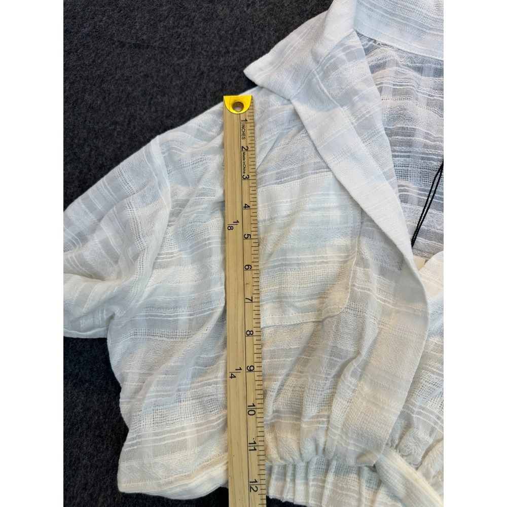 Mustard Seed White 2 Piece Cotton Textured Twist Crop Top & Shorts Set Small - Picture 10 of 16